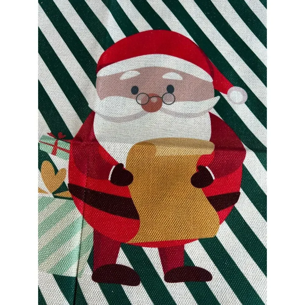 Christmas Pillow Cover Zipper Canvas Fabric Holiday Square Santa List NEW